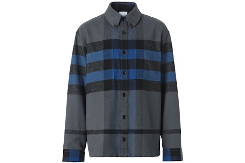 Burberry Vintage Check Flannel Button-Down Shirt Grey/Blue Men's - US Burberry Vintage Check Flannel Button-Down Shirt Grey/Blue Men's - US