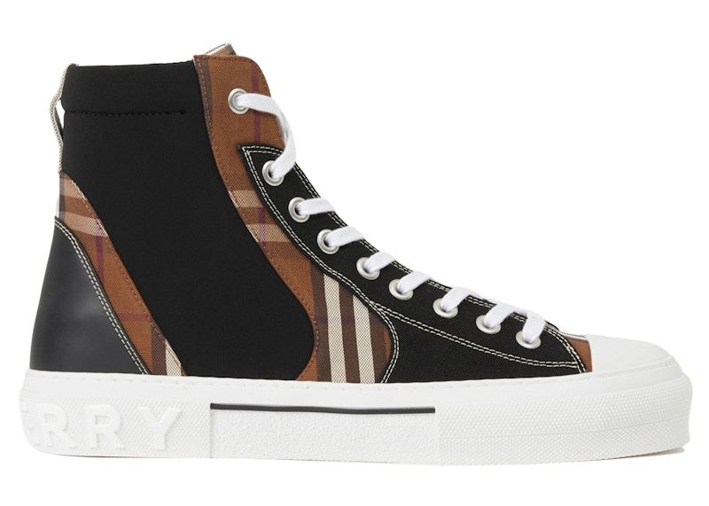 Pre-owned Burberry Men's  Vintage Check High Top Sneakers In Brown/black