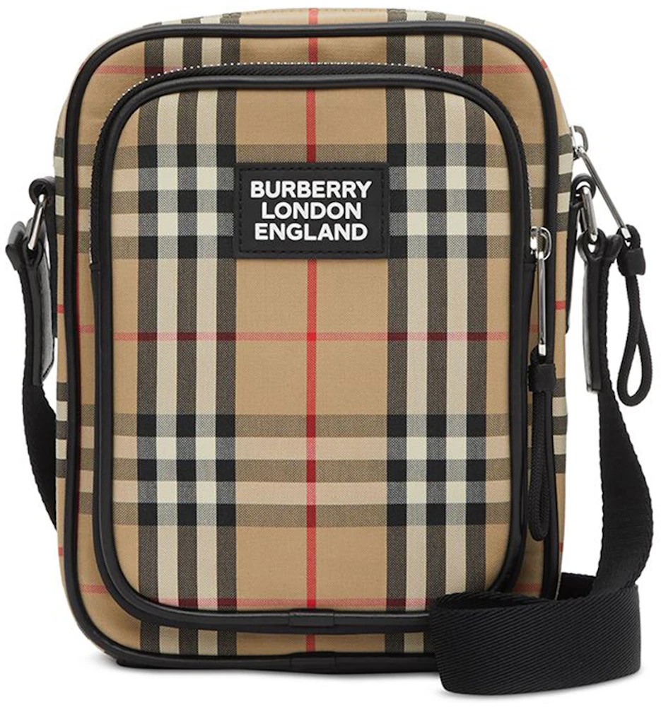 Black Burberry England check messenger cross body bag