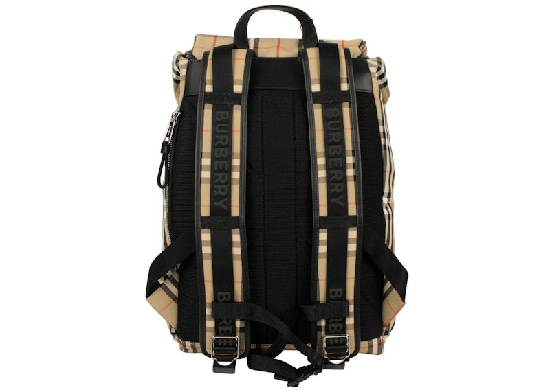 Burberry Vintage Check Nylon Backpack Beige in Nylon with Silvertone US