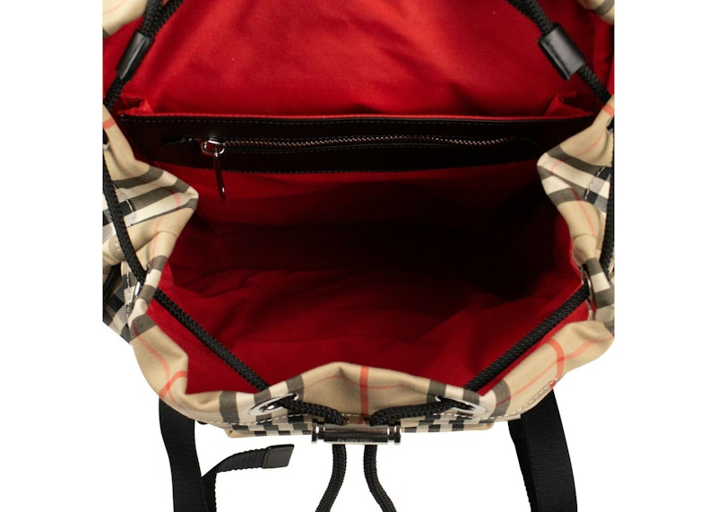 Burberry Vintage Check Nylon Backpack Beige in Nylon with Silvertone US