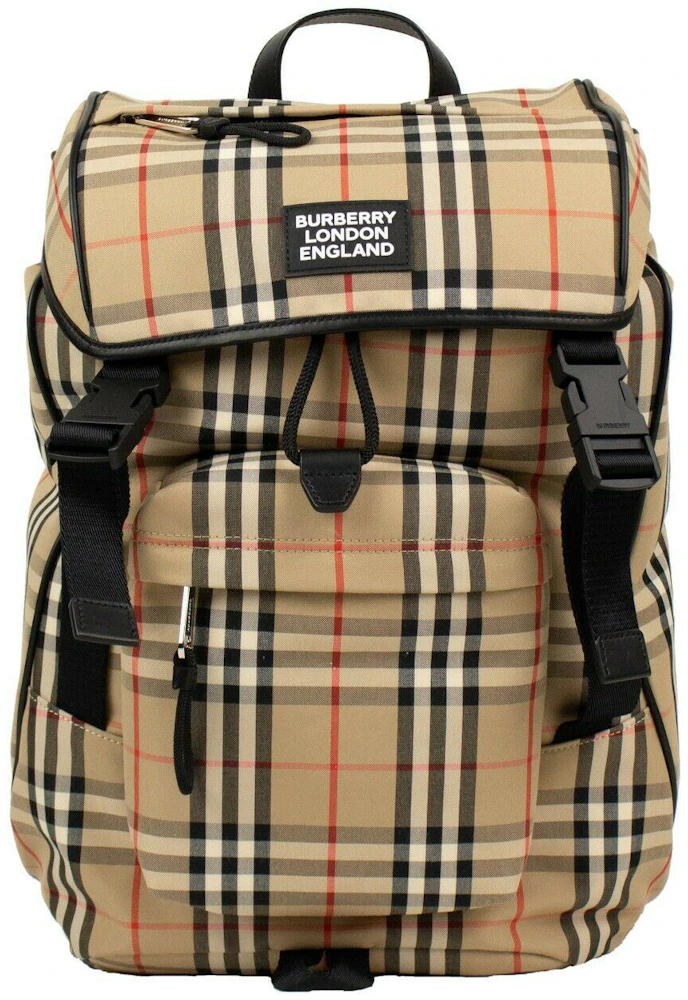 Burberry Vintage Check Nylon Backpack Beige in Nylon with Silver-tone - US