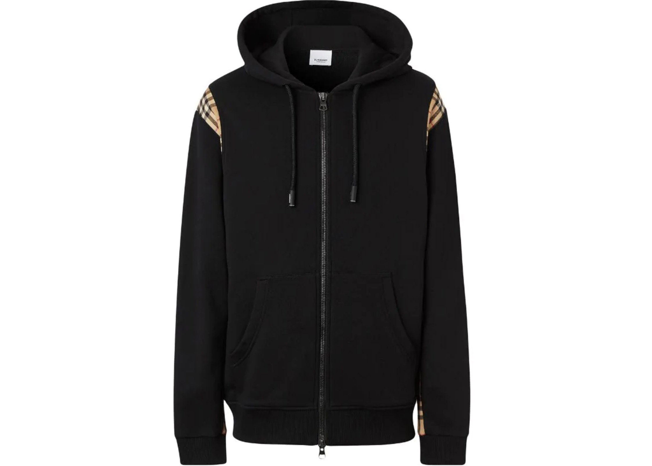 Burberry check-print panelled hoodie - Black