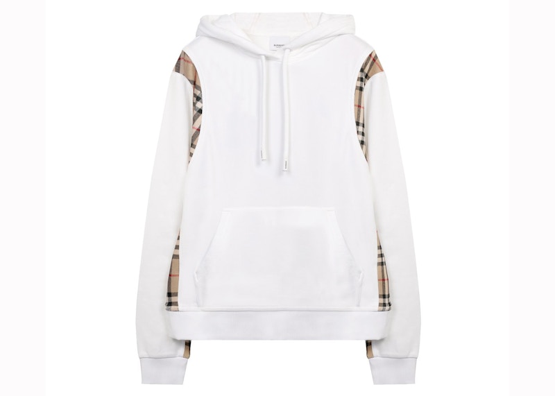 Burberry Vintage Check Panel Oversized Hoodie White