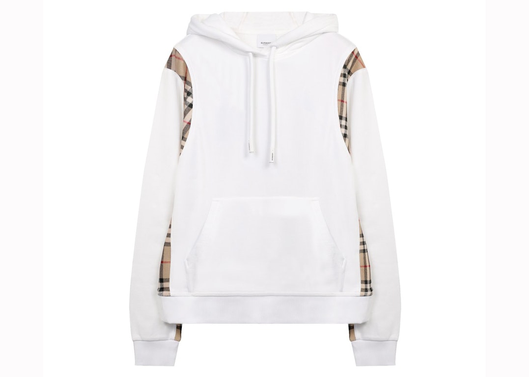 Pre-owned Burberry Vintage Check Panel Oversized Hoodie White