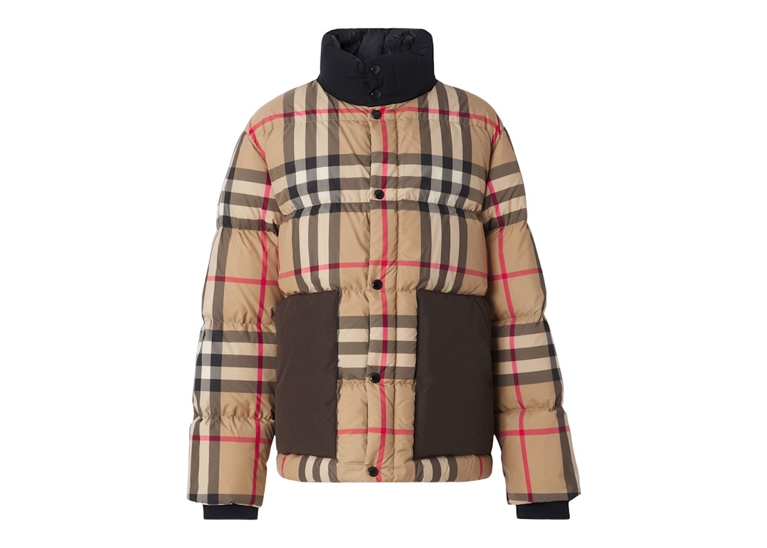 Pre-owned Burberry Vintage Check Puffer Jacket Archive Beige