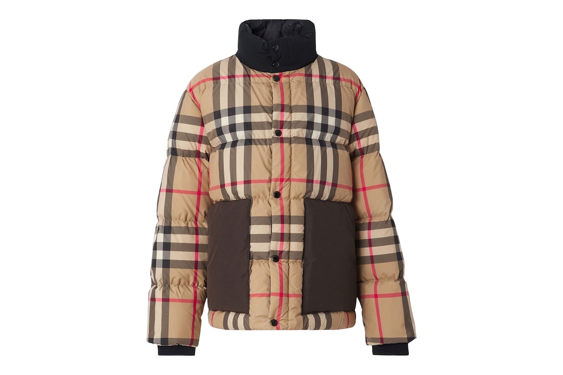 Pre-owned Burberry Vintage Check Puffer Jacket Archive Beige
