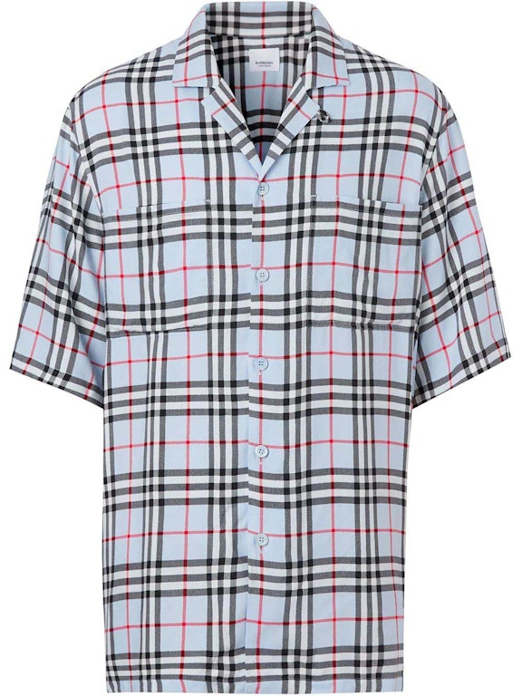 Pre-owned Burberry Vintage Check Short Sleeve Shirt Pale Blue