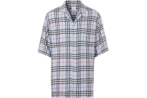 Burberry Vintage Check Short Sleeve Shirt Pale Blue Men's US
