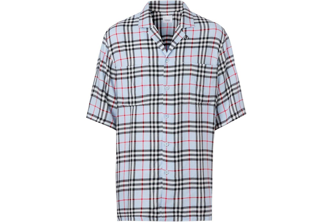 Pre-owned Burberry Vintage Check Short Sleeve Shirt Pale Blue
