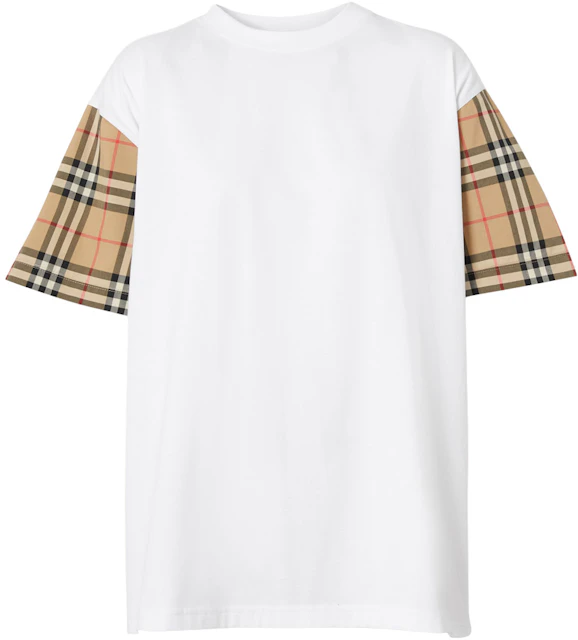 Burberry Vintage Check Sleeve Cotton Oversized T-Shirt White/Archive Beige  - SS23 - US