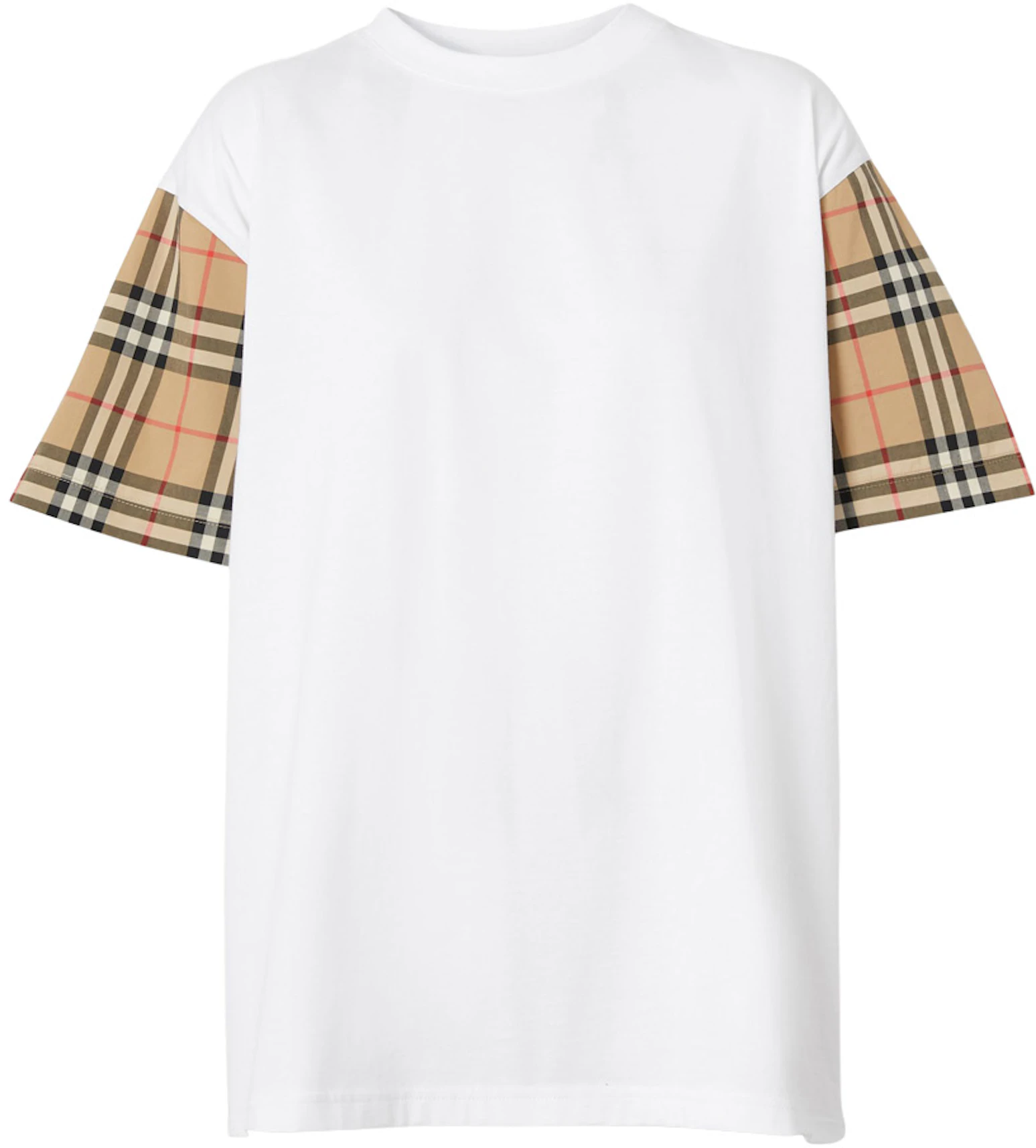 Burberry Vintage Check Sleeve Cotton Oversized T-Shirt White/Archive ...