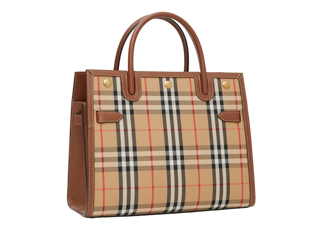 Pre-owned Burberry Vintage Check Two-handle Title Bag Mini Archive Beige