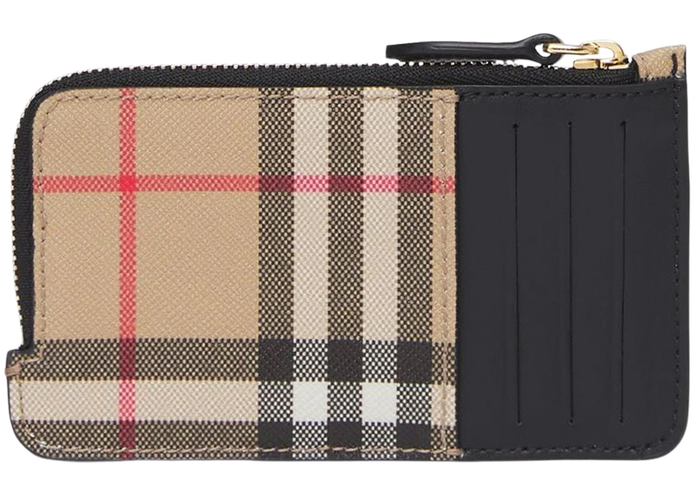 Burberry Vintage Check Zip-Around Card Holder Beige/Multi in Canvas ...