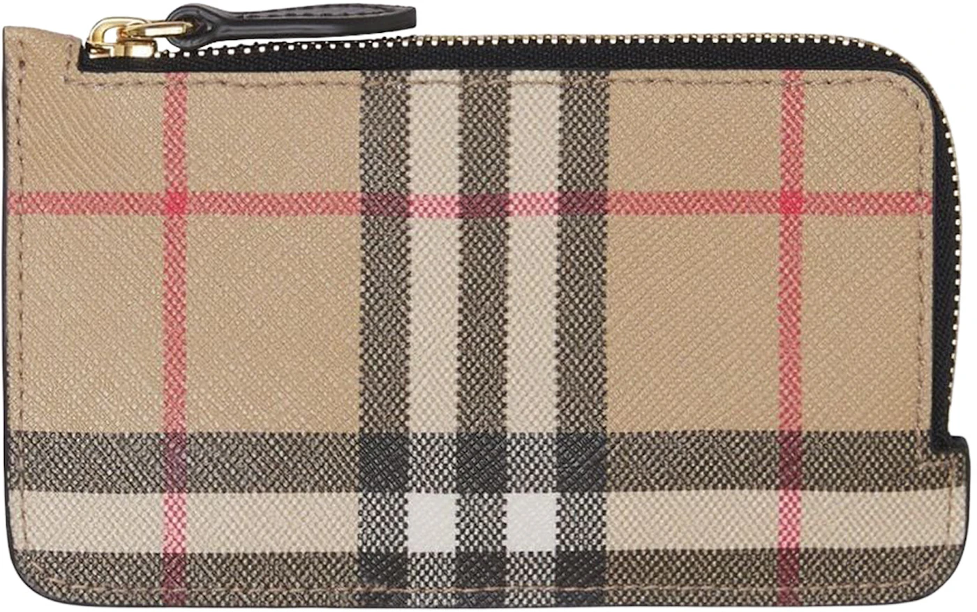 Burberry Vintage Check Zip-Around Card Beige/Multi in Canvas/Leather with Gold-tone - US