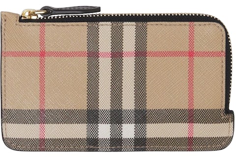 Burberry Vintage Check Zip-Around Card Holder Beige/Multi in