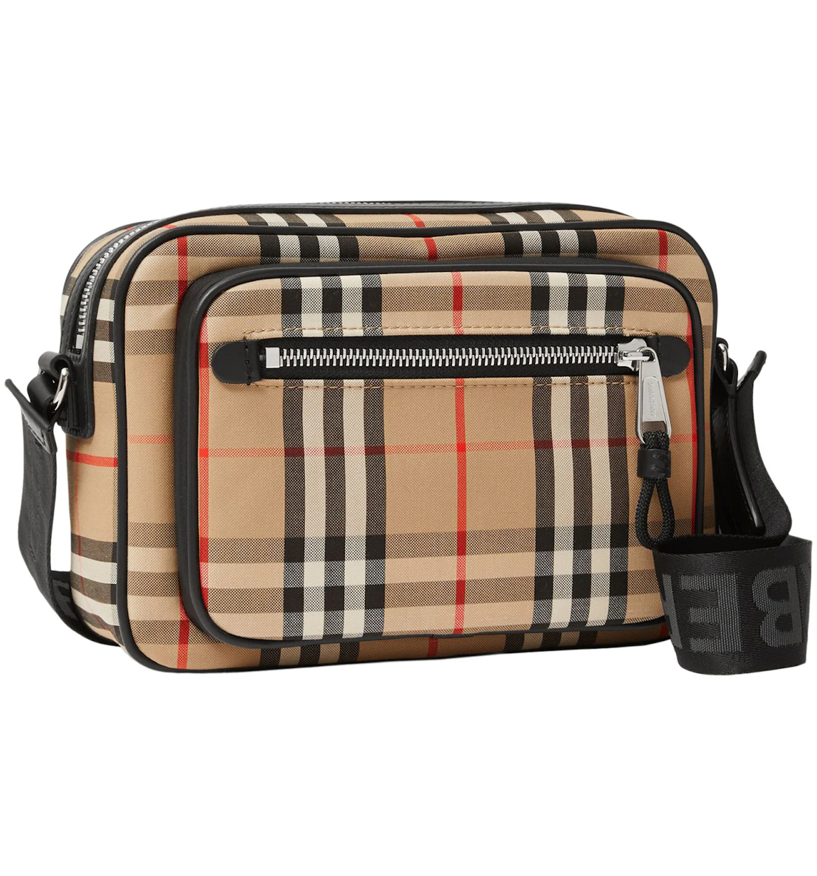 Check and leather crossbody bag Clearance