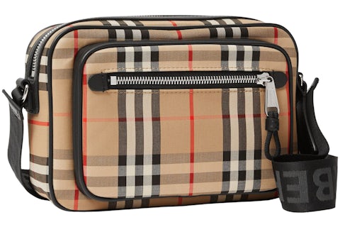Burberry Vintage Check and Leather Crossbody Bag Archive Beige in