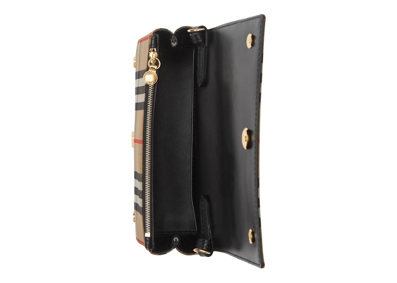 Burberry Vintage Check and Leather Crossbody Bag Small Archive Beige