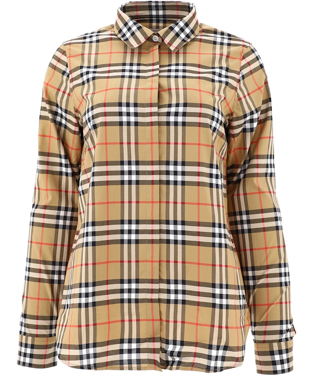 Pre-owned Burberry Vintage Womens Check Cotton Oversized Shirt Antique Yellow