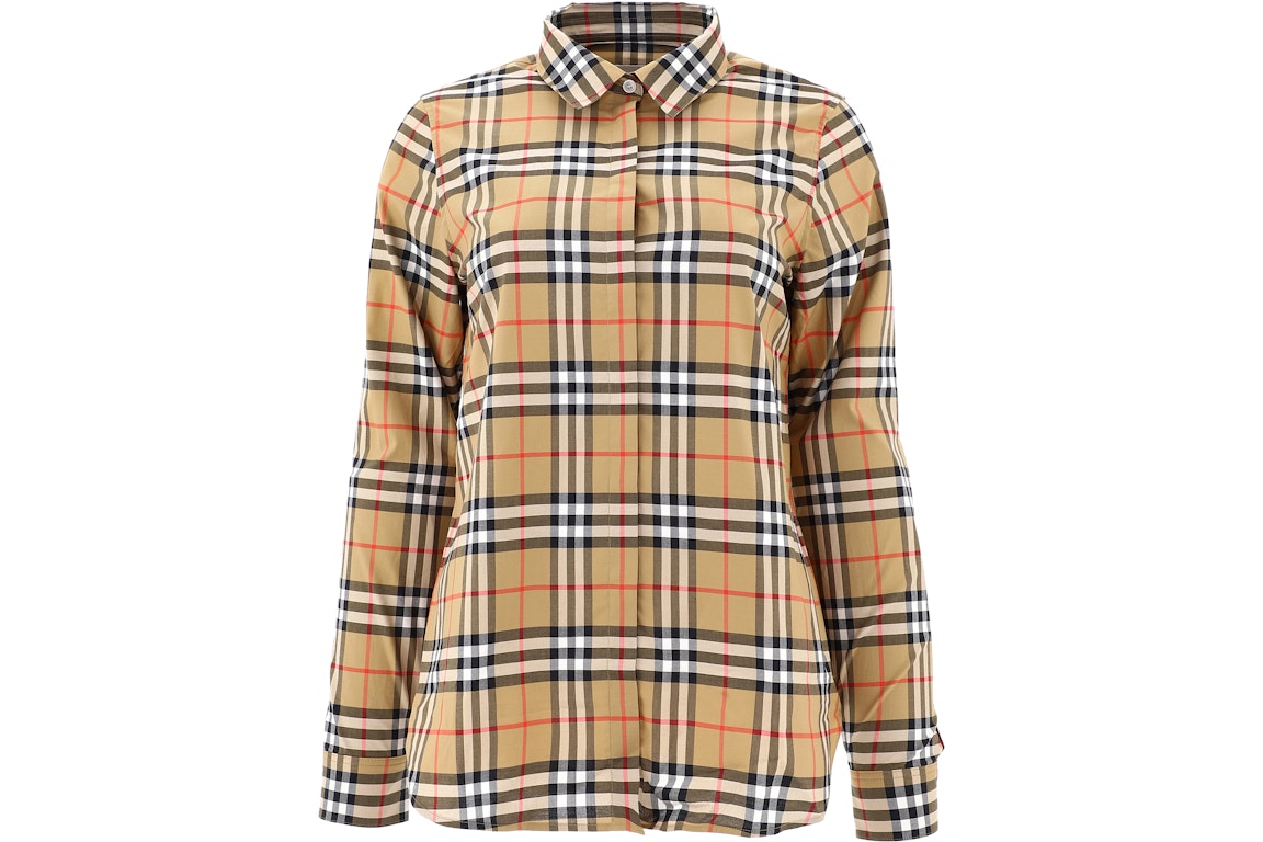 Pre-owned Burberry Vintage Womens Check Cotton Oversized Shirt Antique Yellow