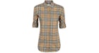 Burberry Vintage Womens Check Stretch Cotton Twil Shirt Archive Beige