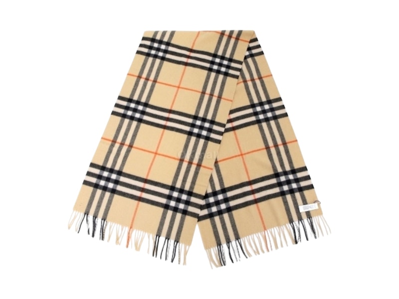 Pre-owned Burberry Washed Giant Check Scarf In Sand