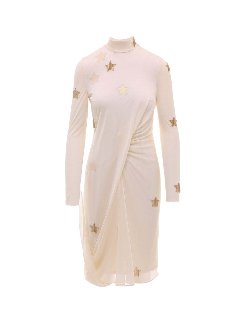 Burberry Woman Draped Viscose and Silk Dress Beige - US