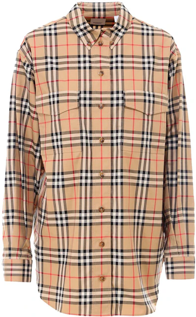 Burberry Woman Traditional Check Shirt Beige - US