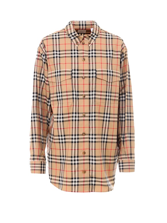 Pre-owned Burberry Woman Traditional Check Shirt Beige