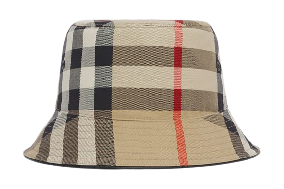 Pre-owned Burberry Women's Check Cotton Bucket Hat Archive Beige