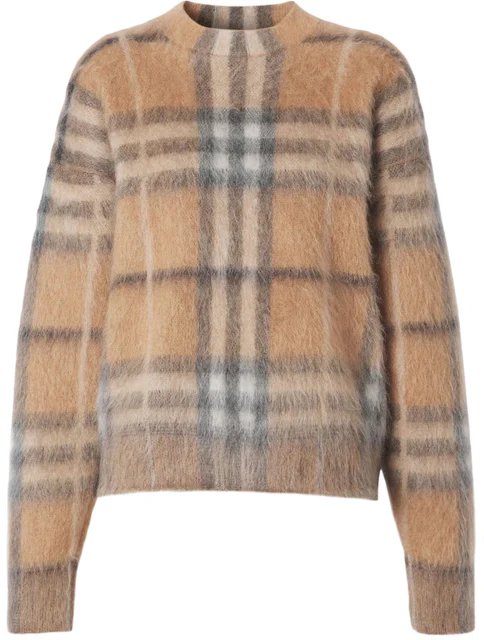 Burberry Womens Check Jacquard Woven Sweater Beige