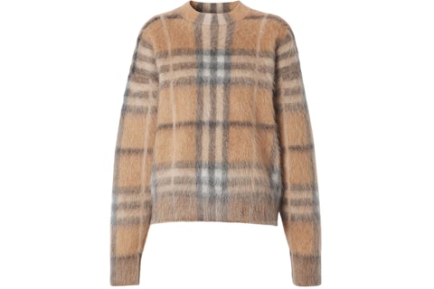 Burberry Womens Check Jacquard Woven Sweater Beige SS22 US