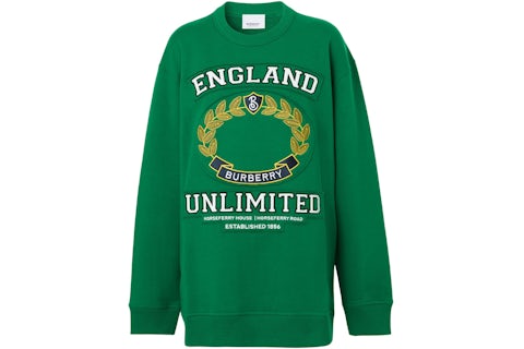 Burberry Women's College Graphic Cotton Oversized Sweatshirt Deep