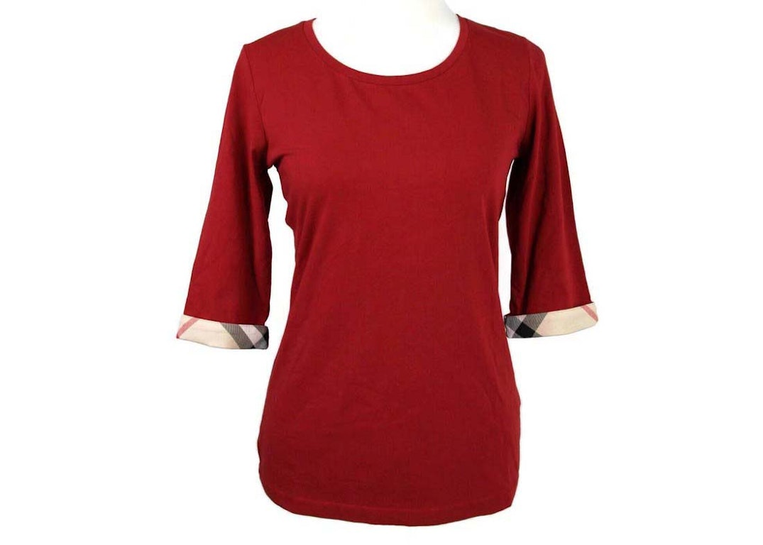 Pre-owned Burberry Women's Cotton Half Sleeve Shirt Red - 8008600