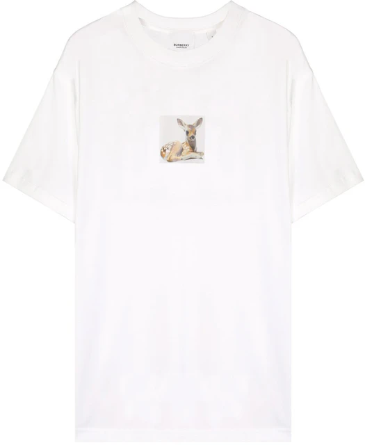 Burberry Womens Deer Print Cotton T-shirt White - SS21 - US