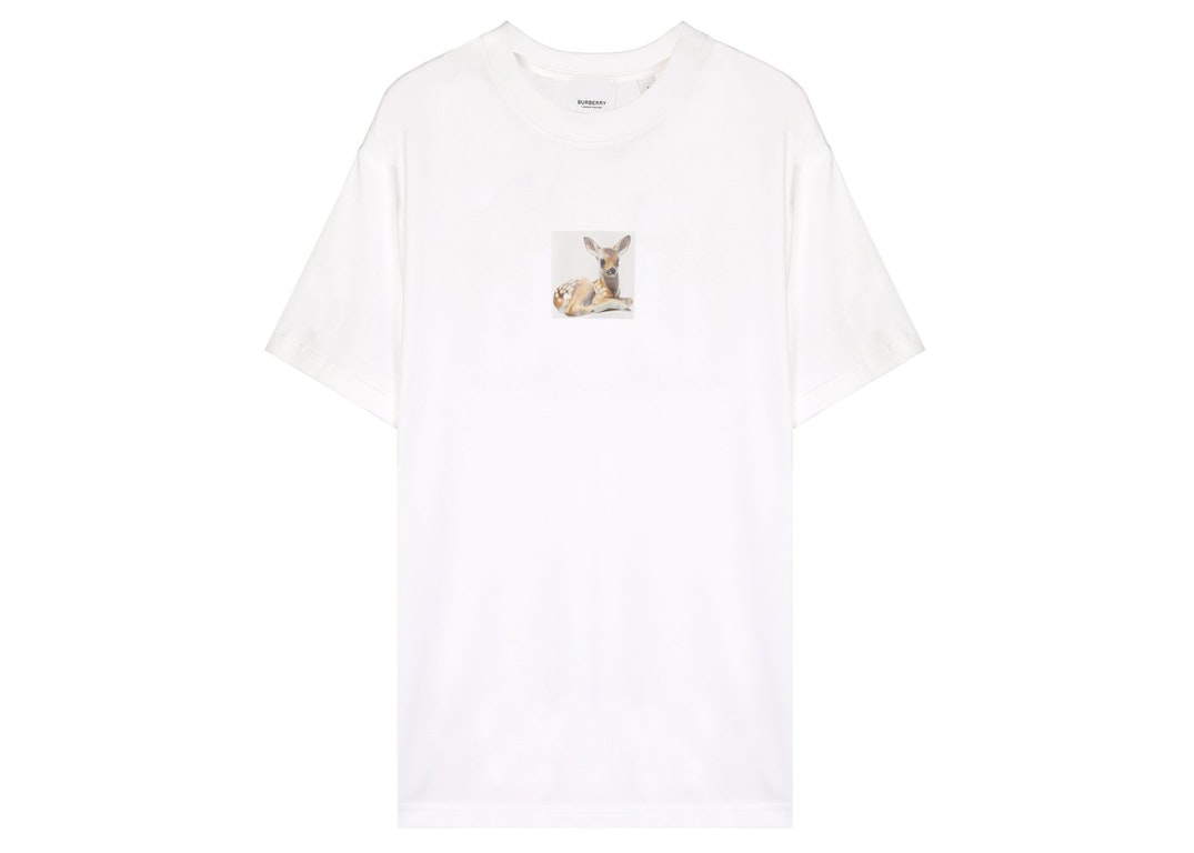 Pre-owned Burberry Womens Deer Print Cotton T-shirt White