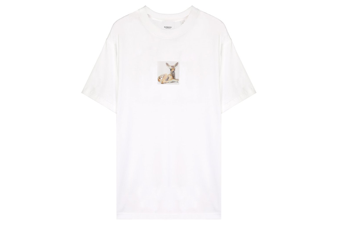 Pre-owned Burberry Womens Deer Print Cotton T-shirt White