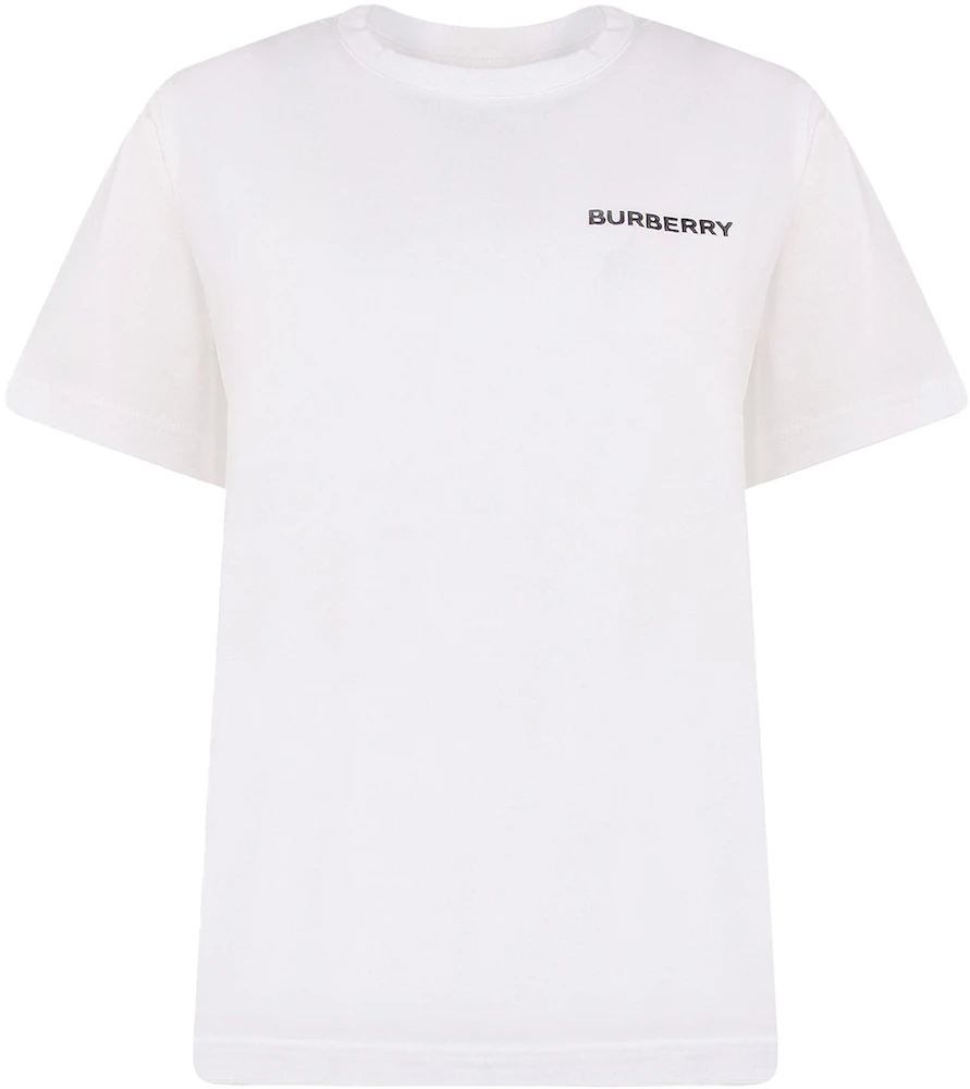 Burberry Women's Embroidered Logo Cotton T-Shirt White - FW22 - US
