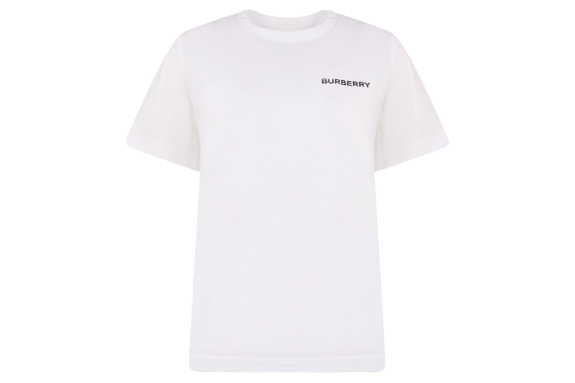 Pre-owned Burberry Women's Embroidered Logo Cotton T-shirt White