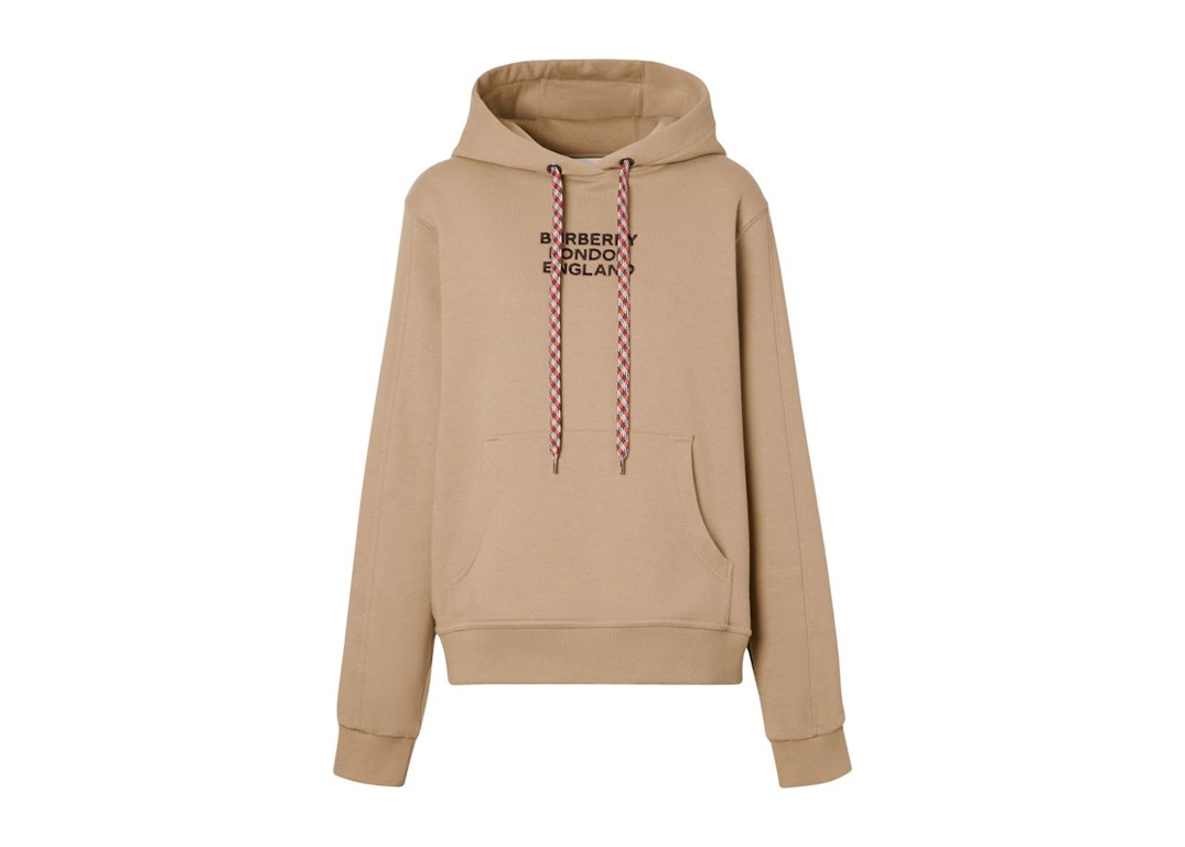 Pre-owned Burberry Women's Embroidered Logo Oversized Hoodie Beige