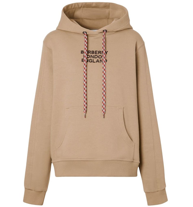 Burberry Women's Embroidered Logo Oversized Hoodie Beige US