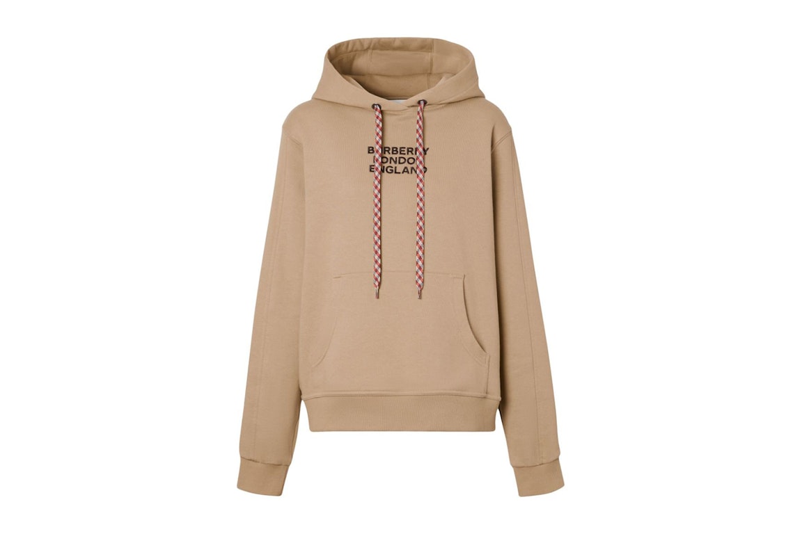 Pre-owned Burberry Women's Embroidered Logo Oversized Hoodie Beige