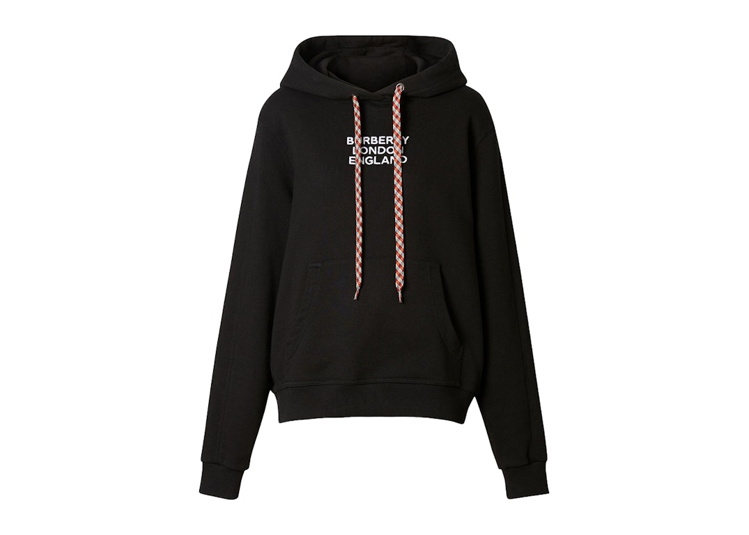 Pre-owned Burberry Women's Embroidered Logo Oversized Hoodie Black