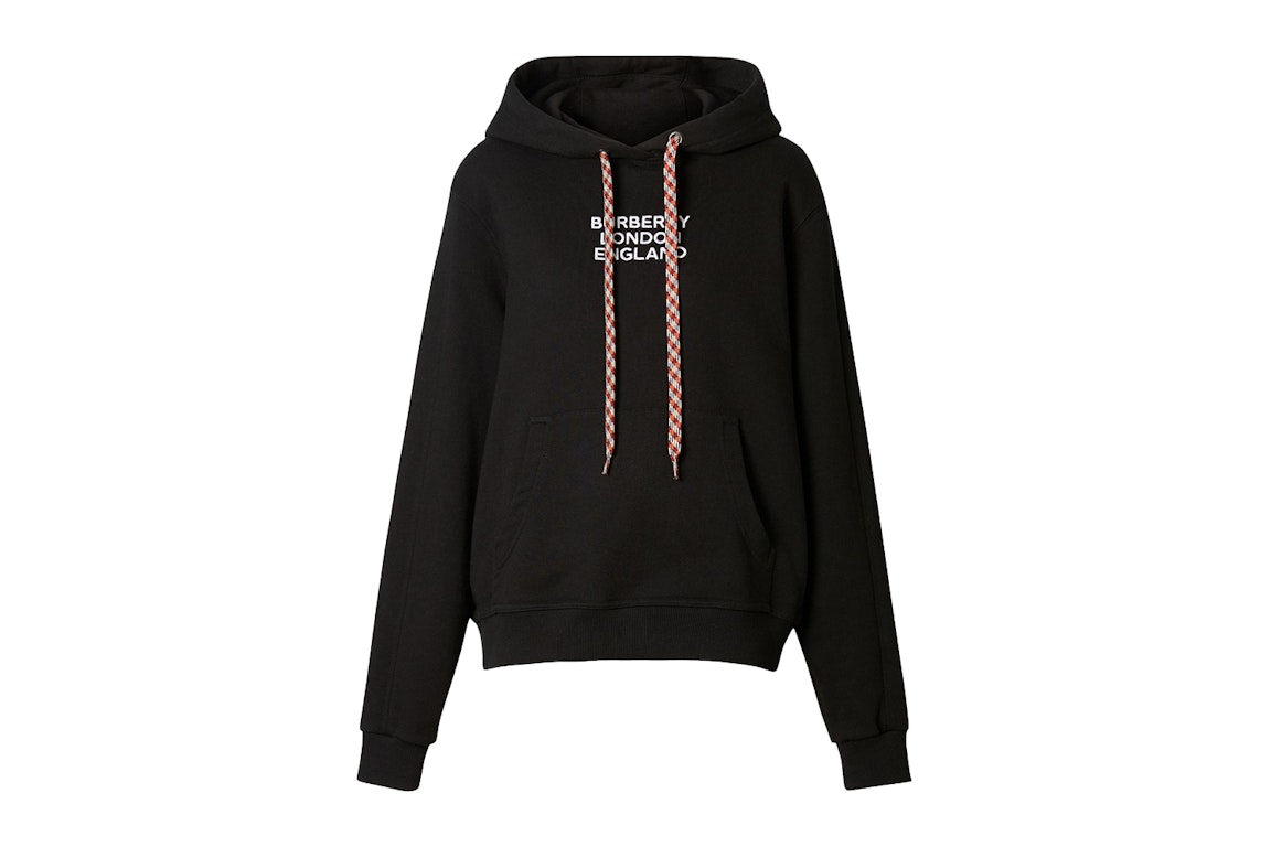 Pre-owned Burberry Women's Embroidered Logo Oversized Hoodie Black
