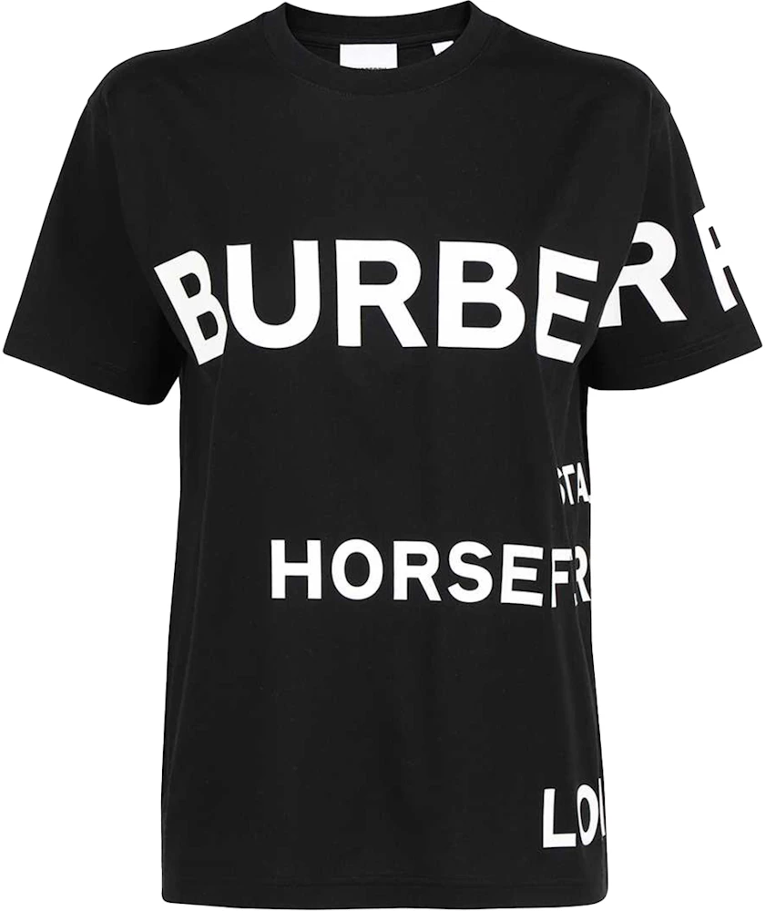 Burberry Womens Horseferry Print Cotton Oversized T-Shirt Black/White - US