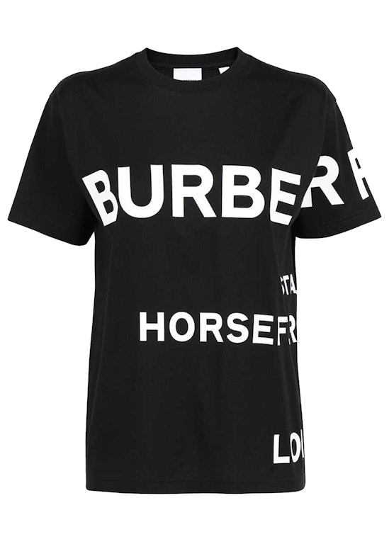 Pre-owned Burberry Womens Horseferry Print Cotton Oversized T-shirt Black/white
