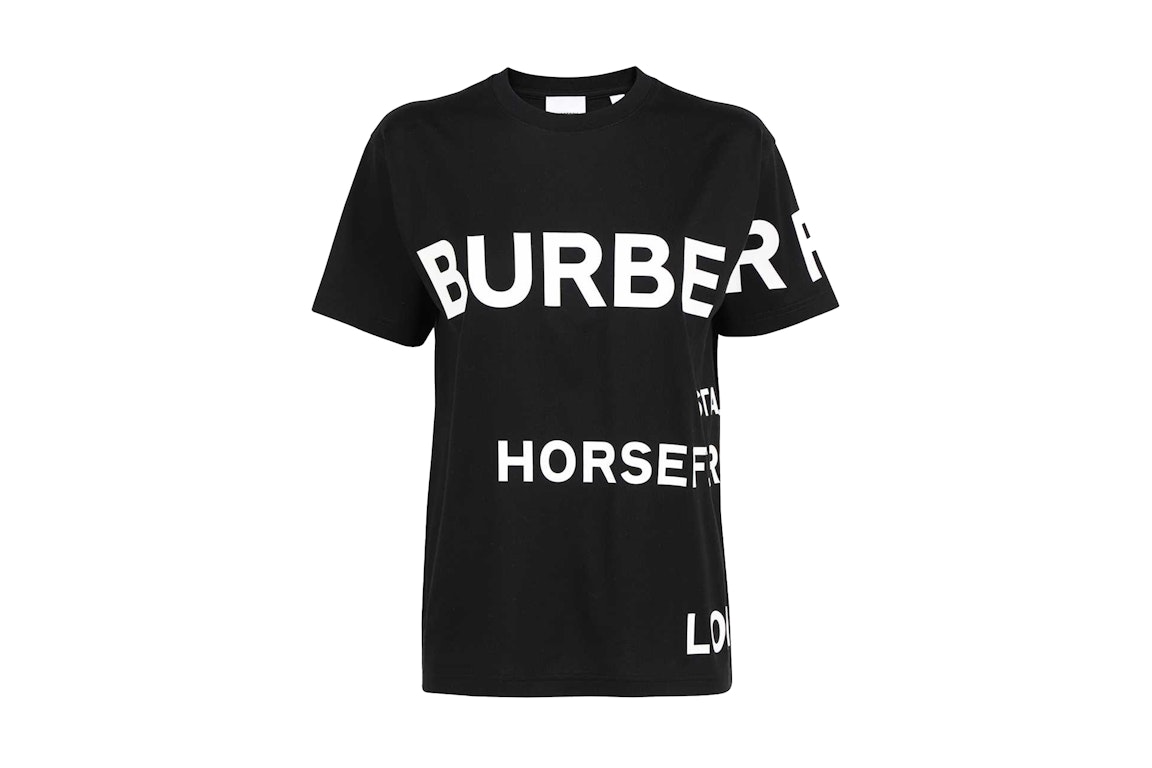Pre-owned Burberry Womens Horseferry Print Cotton Oversized T-shirt Black/white