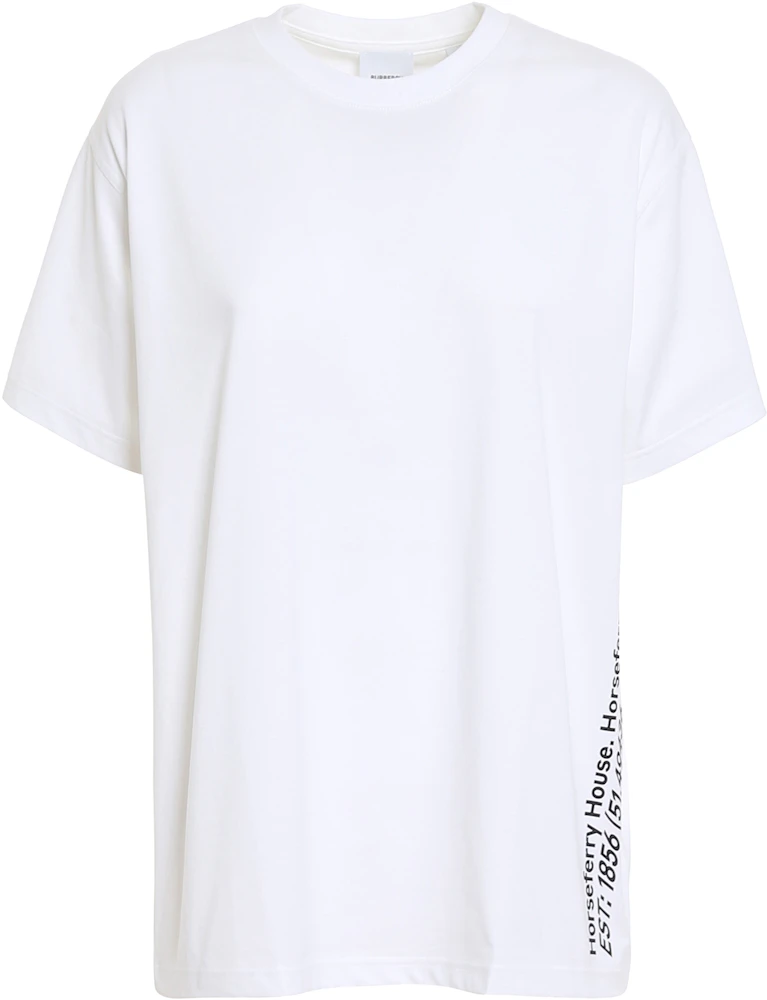 Burberry Womens Horseferry Print Cotton Oversized T-Shirt White/Black - US