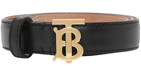 Burberry Women's TB Monogram Motif Leather Belt Black/Gold Tone
